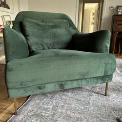 Large Velvet Green Armchair