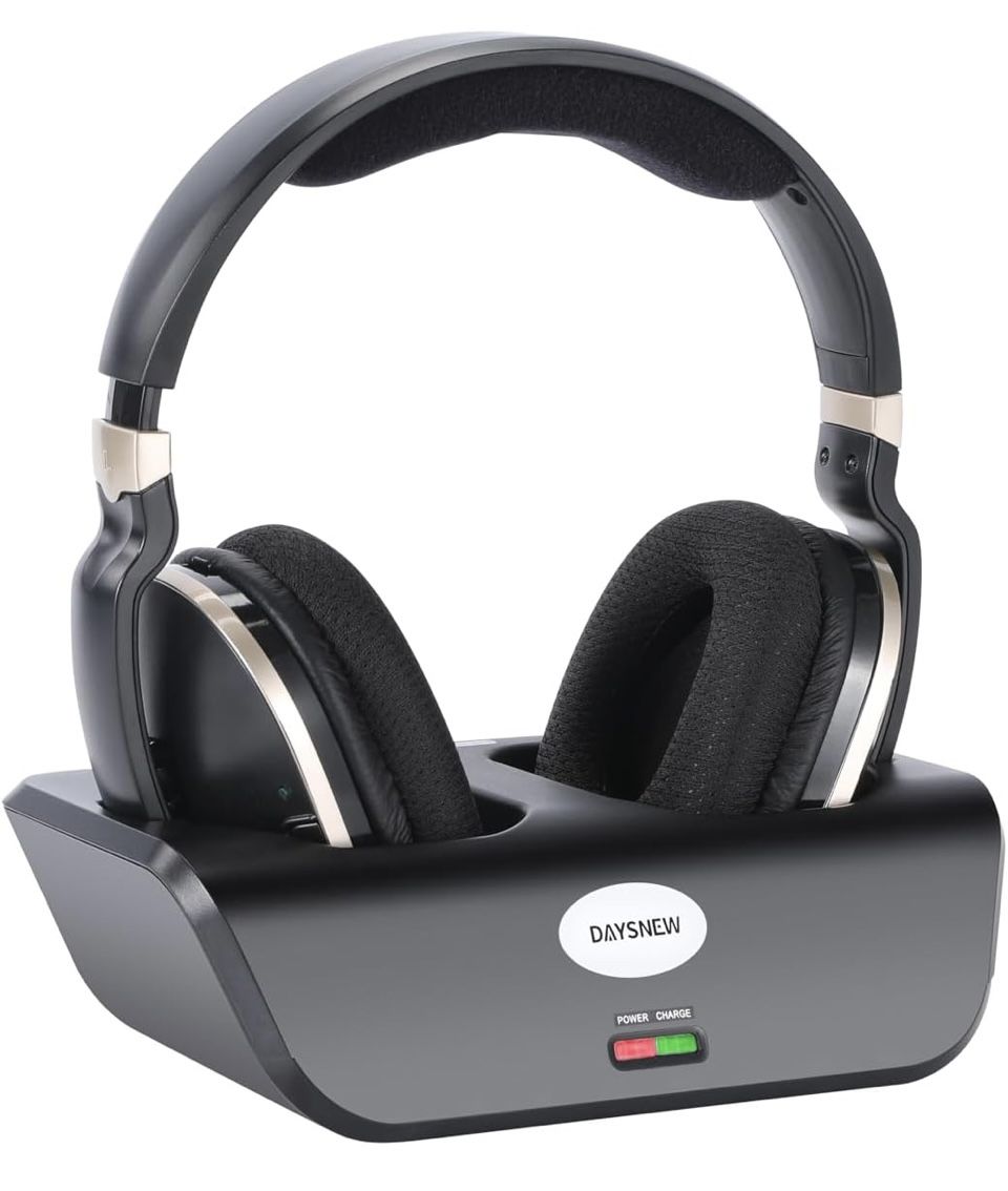 Optical Wireless Headphones for TV Watching OverEar Headphones for Seniors with Charging Dock and Volume Control Plug and Play