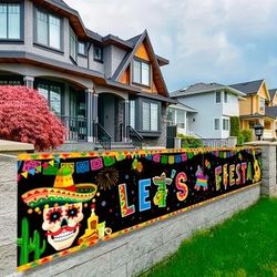 Mexican Fiesta Yard Banner, 118''x19.6''Mexican Birthday Party Yard Banner