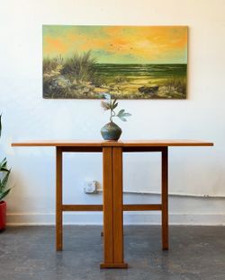 Scandinavian Modern oak drop-leaf dining table, attributed to Swedish designer Bruno Mathsson.