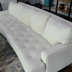 Havertys Tufted White Sofa 