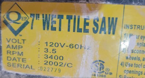 Wet Tile Saw