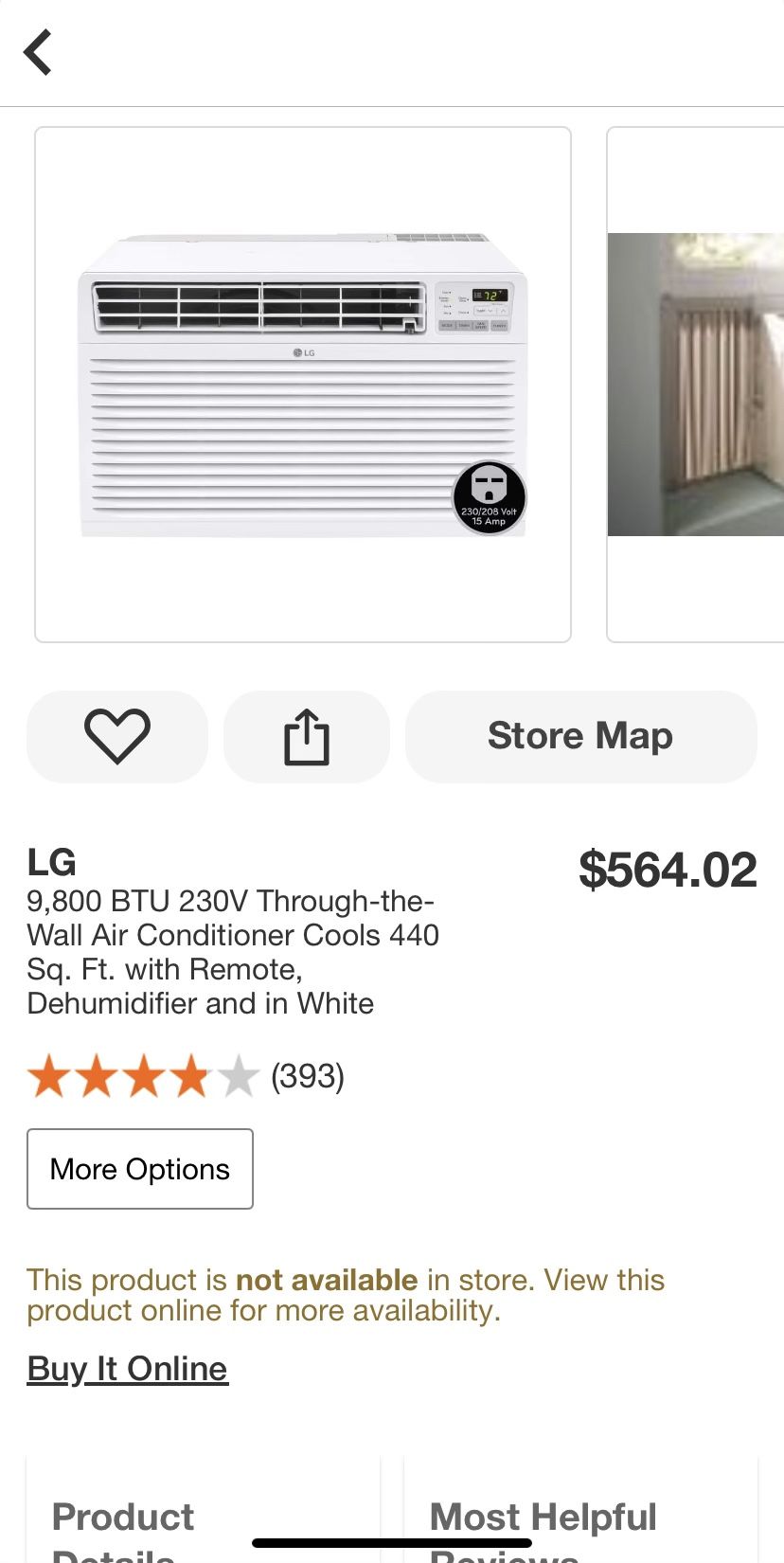 LG 9,800 BTU 230V Through-the-Wall Air Conditioner Cools 440 Sq. Ft. with Remote, Dehumidifier and in White