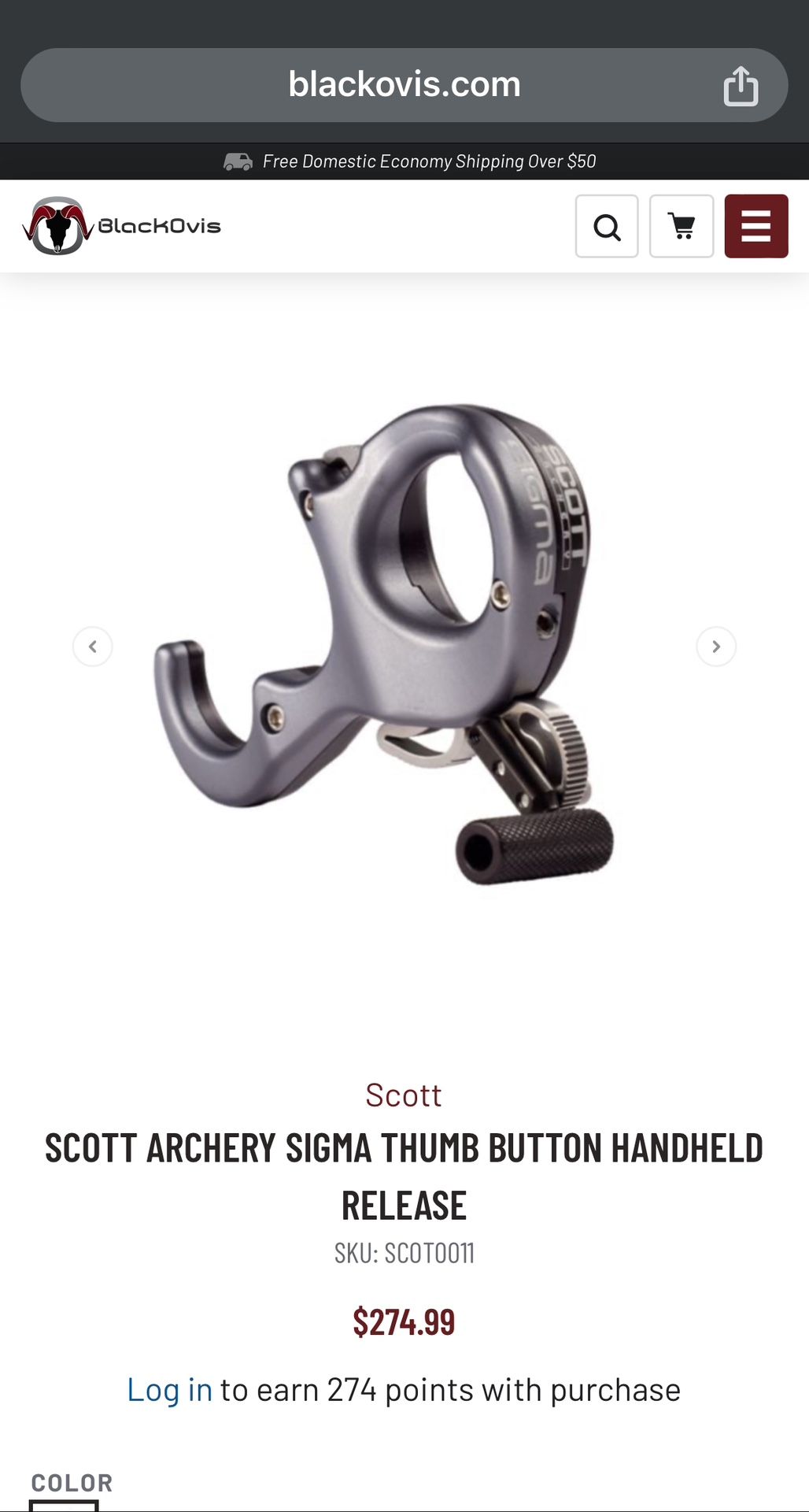 Scott Archery Sigma Thumb Release
