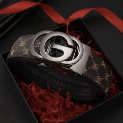 Men’s Genuine Leather Belt – Automatic Metal Buckle Luxury Designer Strap