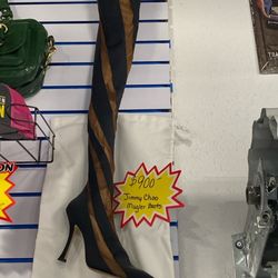 Designer  Women's Black X Mugler Over The Knee Sock Boot - Size 9 (#15523)