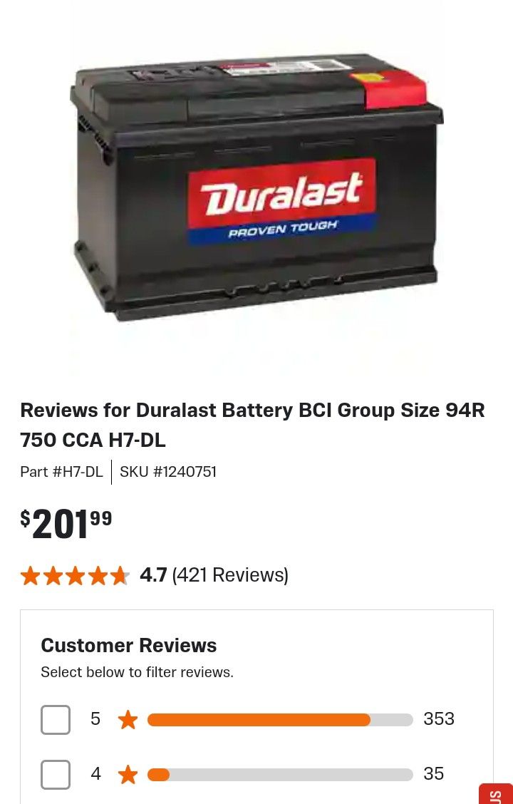 Duralast Car Battery