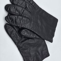 VINTAGE Aris Formal Driving Gloves Black Leather cashmere lined Size 7 1/2
