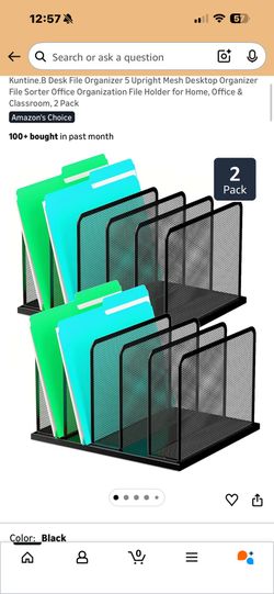 Desk File Organizer 5 Upright Mesh Desktop Organizer (2Pk) (New)