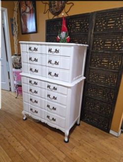 French Provincial Highboy Dresser Chest Solid Wood Measurements On Picture PICKUP ONLY