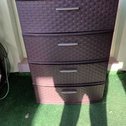 4 Drawer Storage Plastic, Brown