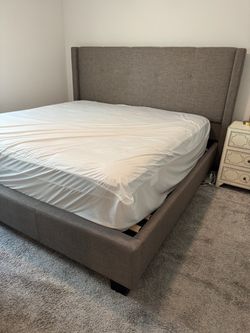 King size bed and mattress upholstered
