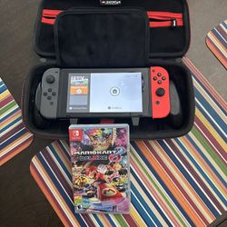 Switch w/ Grip Case And Mario Kart 8