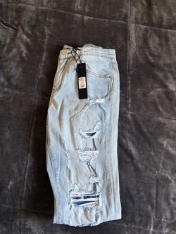 Fashion Nova Men Distressed Light Wash Jeans