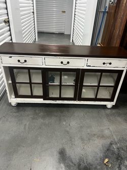 Farmhouse Sideboard Buffet with Glass Doors