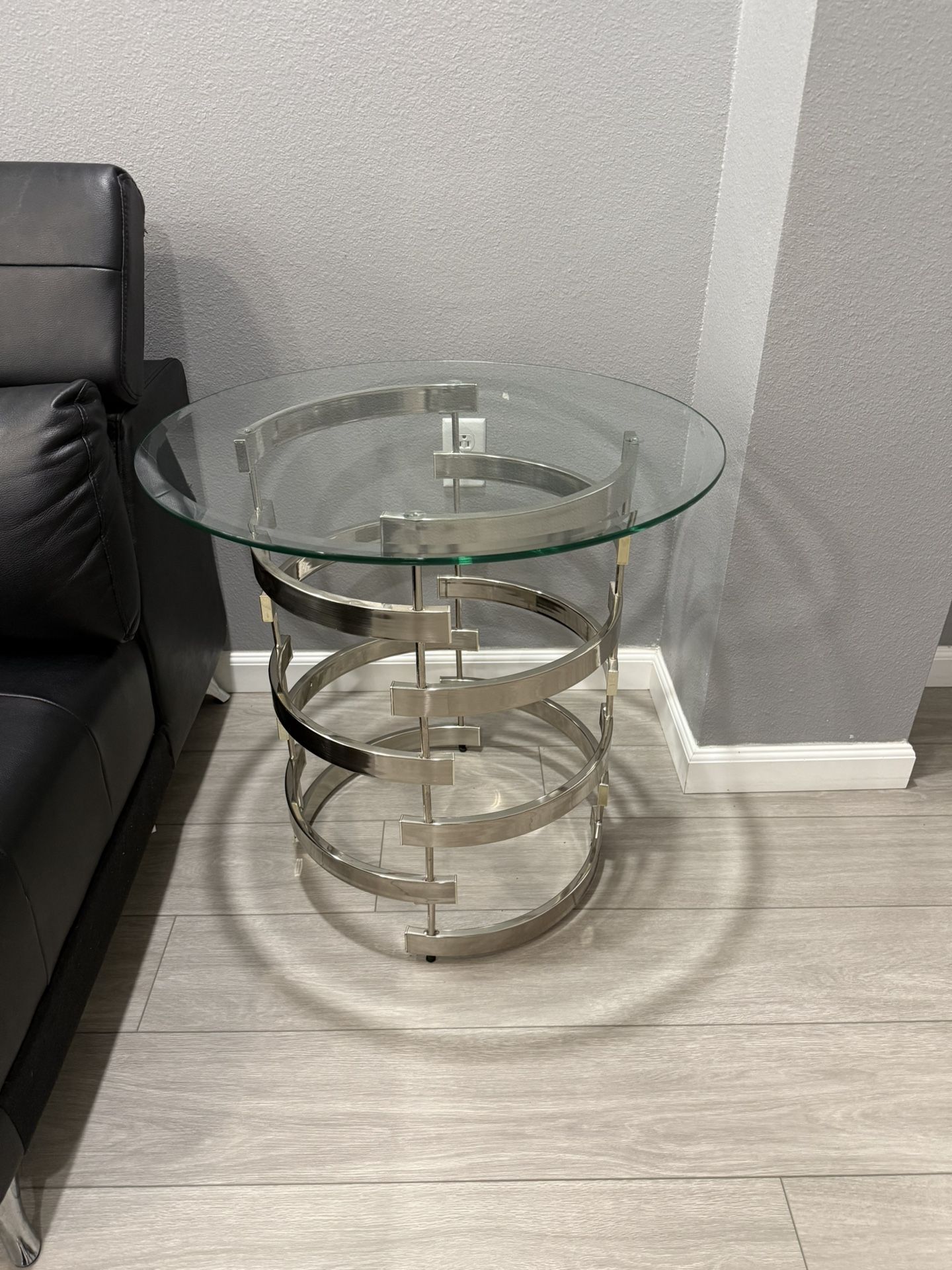 Glass Top Metal End Table