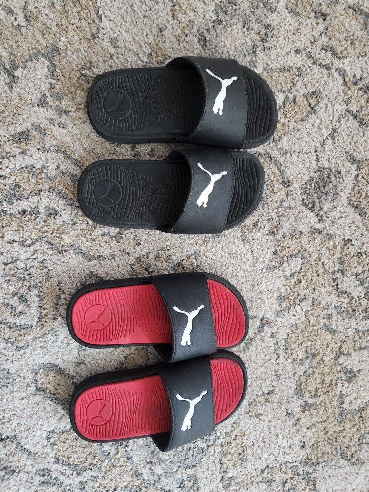 Used, Like New, Boys Puma Slides.size 12
