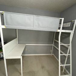 IKEA Twin loft Bed and Desk with mattress
