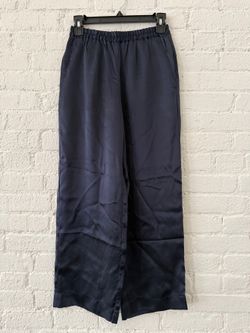 Mansur Gavriel Silk Wide-Leg Pants — Navy, IT 36 (US 0)