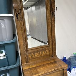 Antique Oak Hall Tree