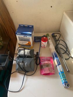 Aquarium Supplies Lot – Filters, Heater, Food & More