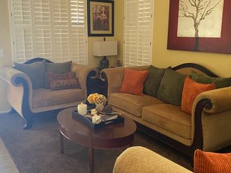 Traditional Sofa Set with Dark Wood Frame
