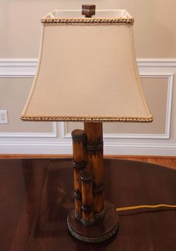 Mid Century Modern Bamboo Table Lamp,  29"