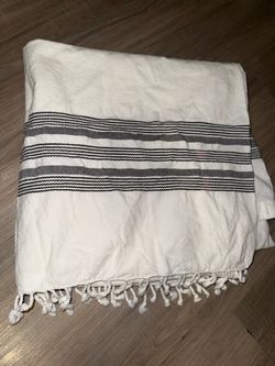 Target shower curtain white and black fringe