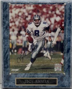 Troy Aikman Autographed Cowboys Photo Plaque – Sealed – Mounted Memories COA