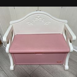 Little Tikes Vintage Pink & White Bench/Toy Box