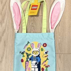 LEGO Bunny Ear Tote Bag w/ Bunny & Chicken Suit Guy Print Kids Gift Bag NWT