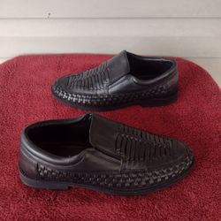 Irvine Park Black Leather Basket Weave Casual Slip On Loafers Mens Shoes size 10W