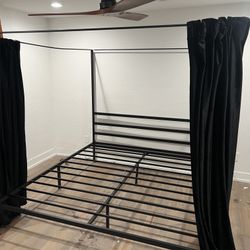 king size canopy black metal bed frame with mattress support