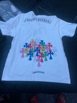 Vintage chrome heart multi colored cross shirt