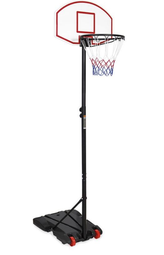 Portable Height-Adjustable Basketball Hoop System Stand - Black