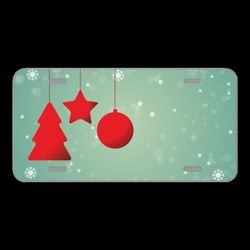 License Plare Novelty Car Front Christmas Red Star Christmas Ornament