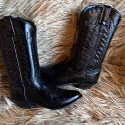 Vintage New Smooth 100% Leather Cowboy Boots by Sheplers size 8