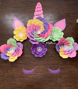 Unicorn 🦄 paper flowers backdrop