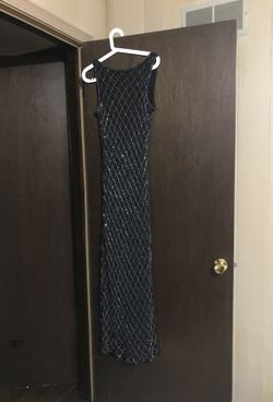 Blue and black beaded dress