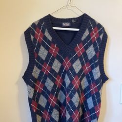 Par Four argyle wool blend sweater vest vintage Hong Kong men's large 42/44