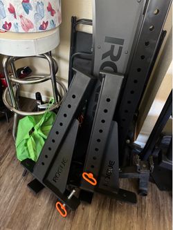 ROGUE MONSTER LITE HALF WEIGHTS RACK 17” Depth  WITH  NEW SAFETY SPOTTER ARMS $1,100 FIRM