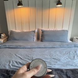 Cal king white wood bed