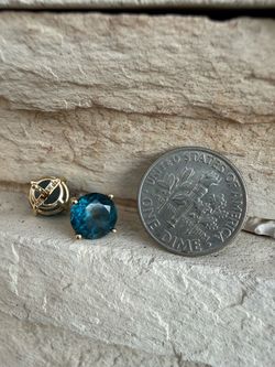 Blue Topaz 14k Gold Stud Earrings