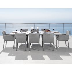 Modern Sling Outdoor Dining Set, Gray