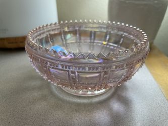 Vintage Lenox Imperial Pink Carnival Glass Beaded Bowl.
