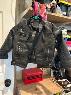 Kids Black Faux Leather Moto Jacket