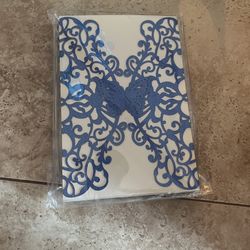Blue Butterfly Empty Invitations