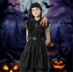 Halloween Costumes for Girls Kids Black Dress Black Family Costume for Halloween Cosplay (Large 11-12 youth)