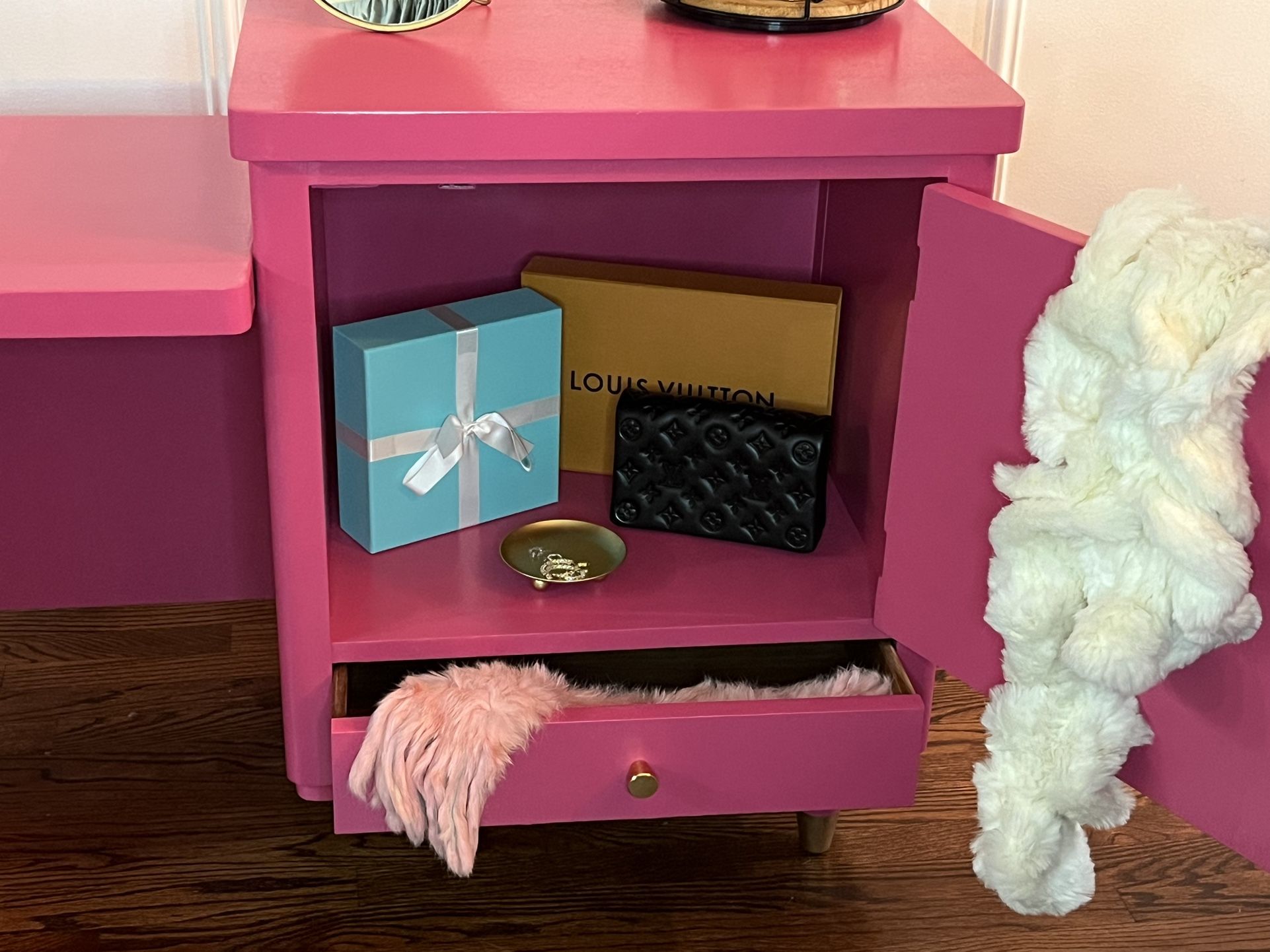 Vanity Or Desk Freshly Painted In Pink