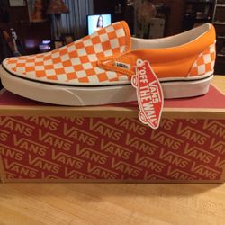 Orange Checkered Classic O Slip On Vans